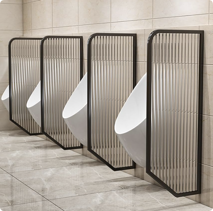 glass partitions with metal frames bathroom