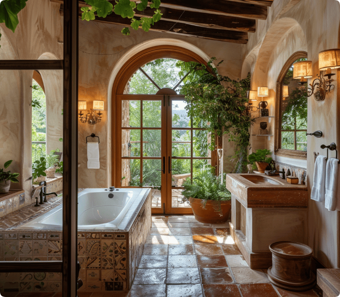 mediterranean bathroom rustic stone