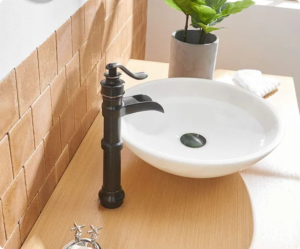 mediterranean bathroom sculptural faucets