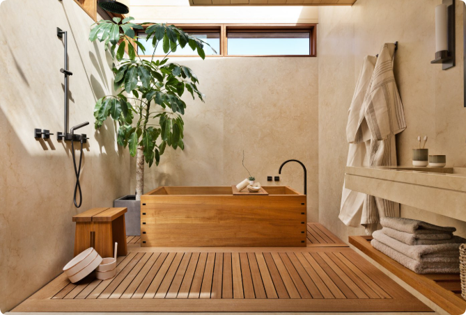 nature inspired japanese bathroom