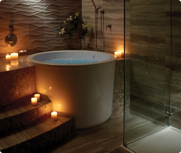 spa inspired japanese bathroom