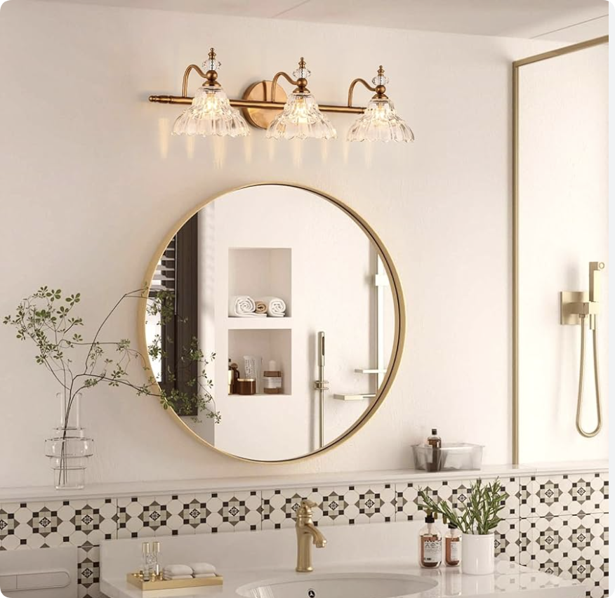 vintage brass accents bathroom