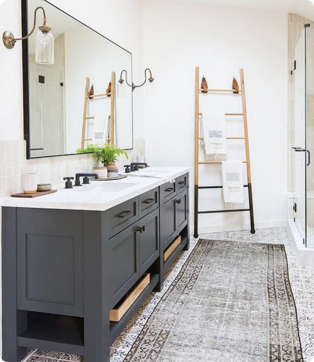 antique bronze or black hardware bathroom