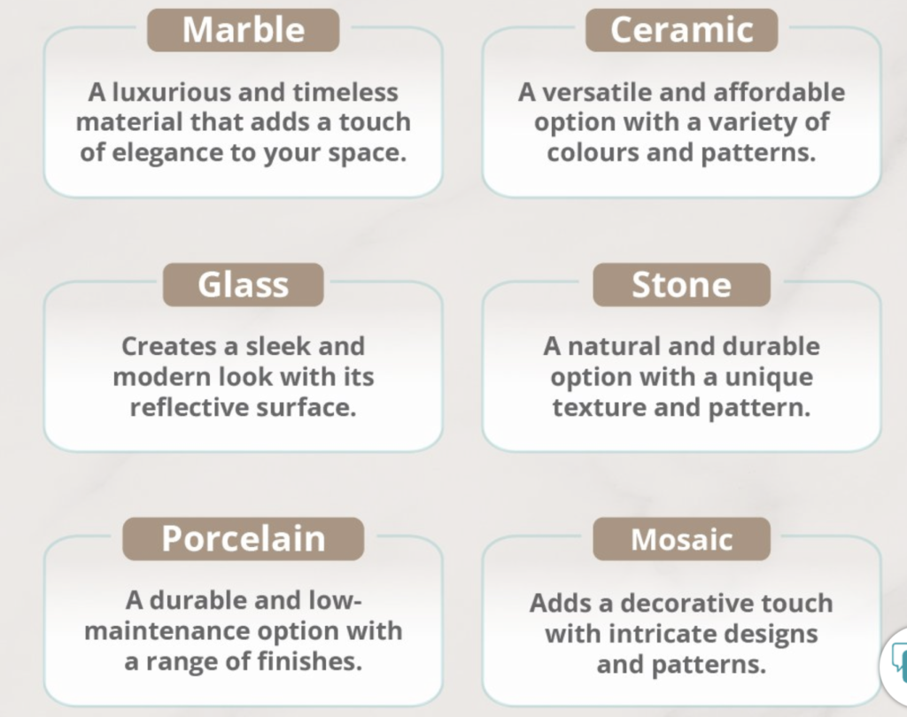materials in bathroom
