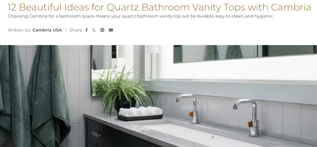 quartz stone integrated vanity