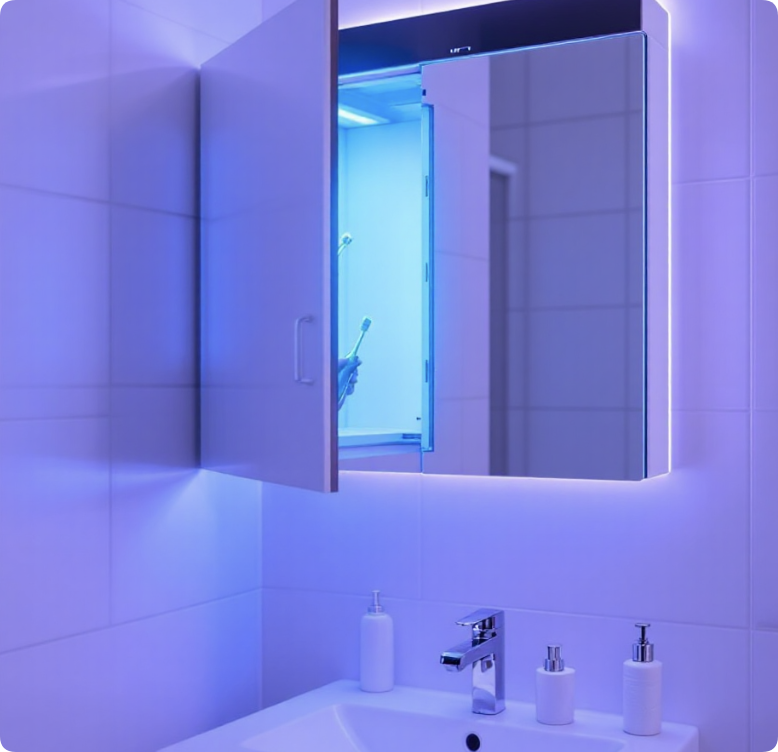 uv c sterilizing bathroom cabinets