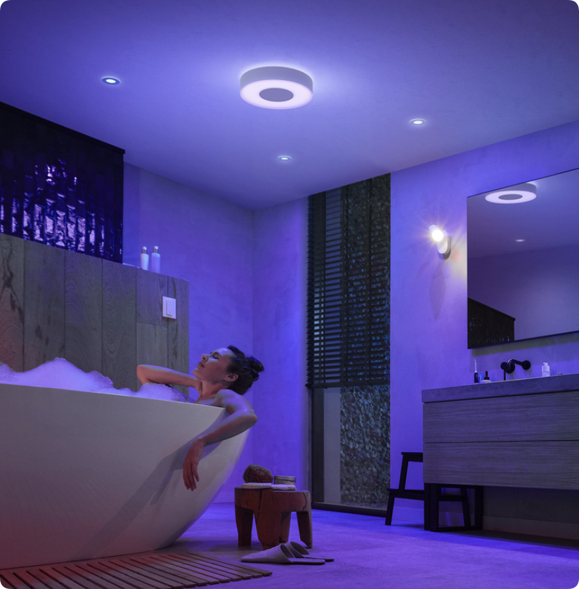 voice activated bathroom lighting with color customization