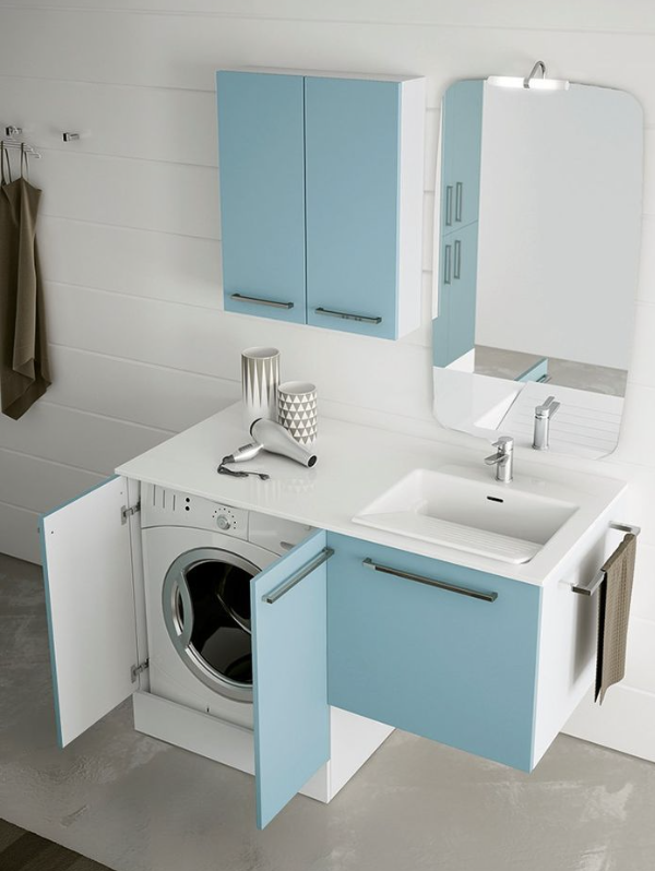 bathroom cabinet with mini washing machine