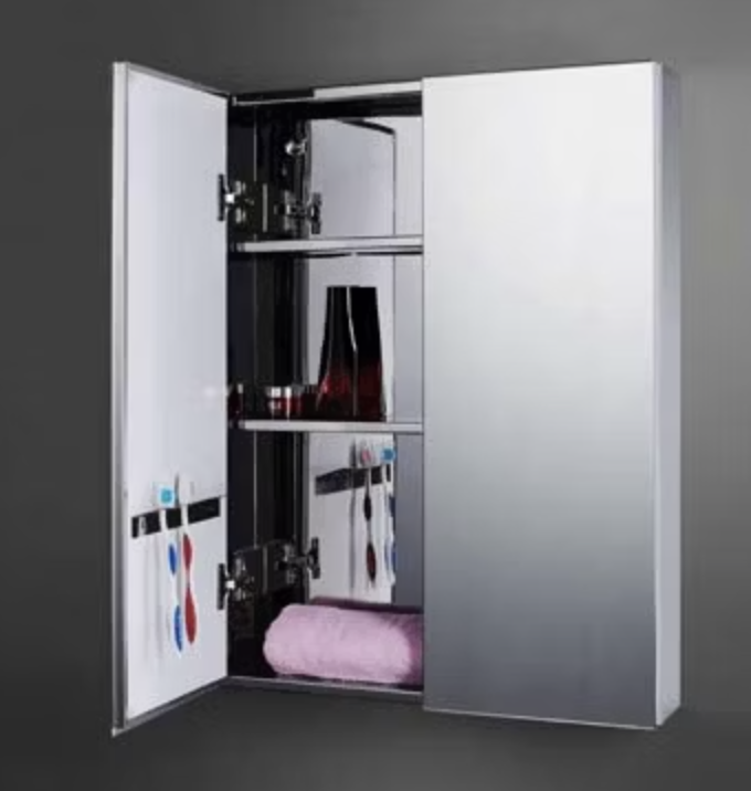 bathroom cabinet with ntegrated toothbrush dock