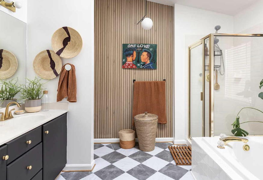 cozy feel and color in bathroom