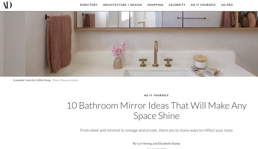 architectural digest on bathroom mirror ideas