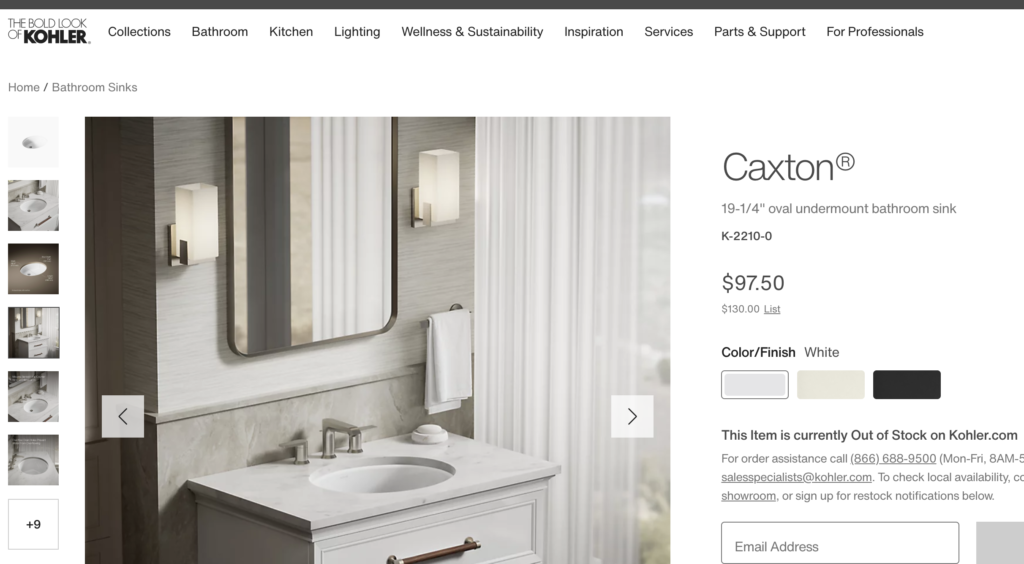 kohler caxton oval basin