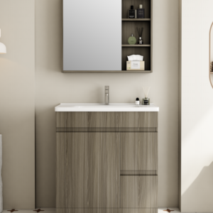 PVC Bathroom Vanity with Mirror Cabinet Wall Mounted Set