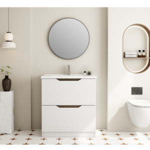 PVC Bathroom Cabinet Vanity Matte Finish Floating Style