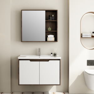 PVC Bathroom Vanity Floating Cabinet Easy Cleaning Design