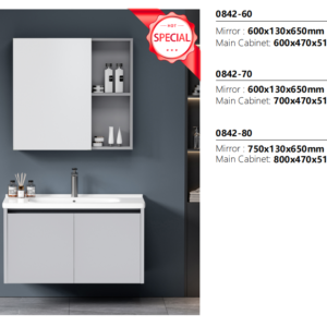PVC Bathroom Cabinet Vanity Lightweight Wall Mounted Unit for Promotion