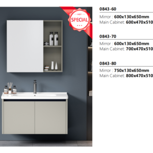 Custom Size PVC Bathroom Cabinet Vanity Lightweight Wall Mounted Unit for Promotion